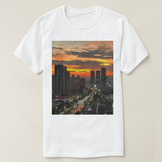 City Sunset Skyline T-Shirt  (Design Front)
