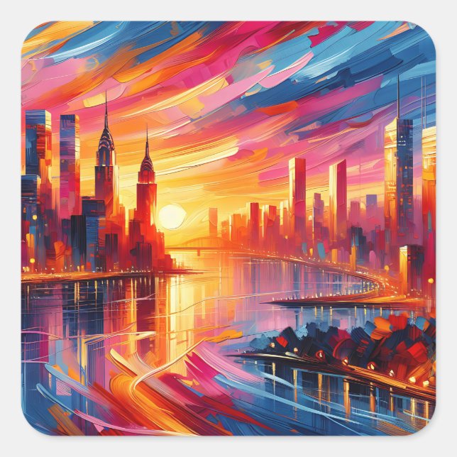 CITY SUNSET SQUARE STICKER (Front)