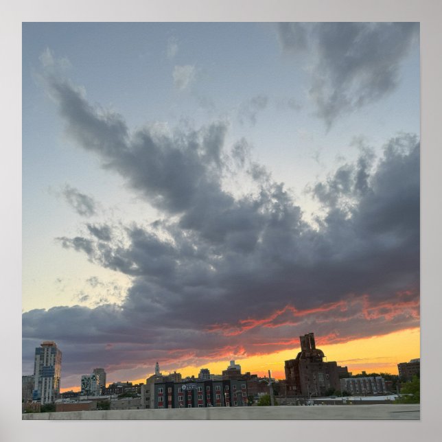 City Sunset with Clouds Poster (Front)