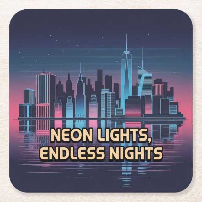 City That Never Sleeps New York Square Paper Coaster (Front)