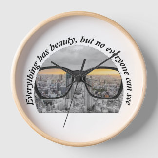 city through glasses clock