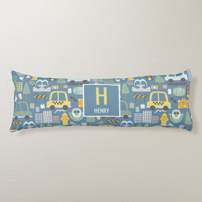 City Transportation Kids Personalised Body Cushion (Front)