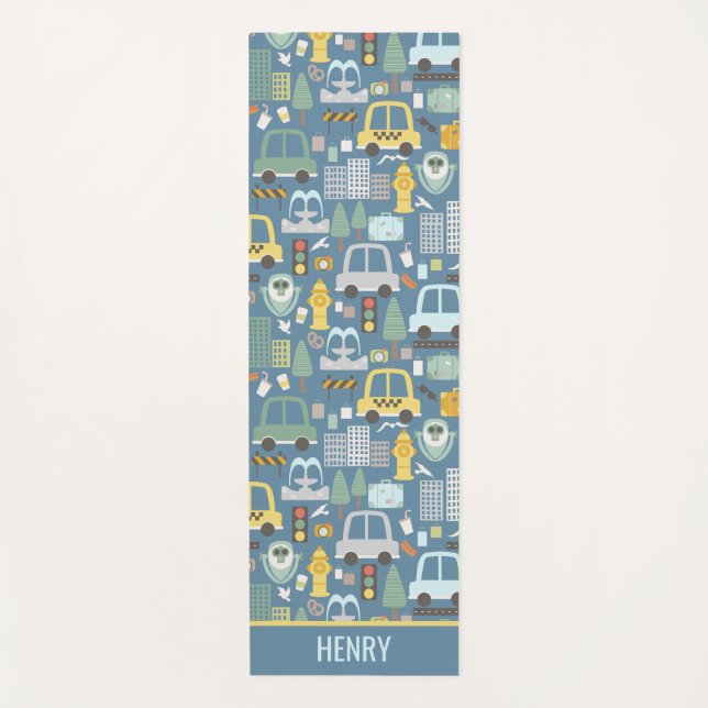 City Transportation Kids Personalized Yoga Mat (Front)