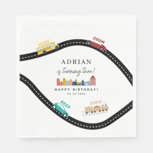 City Transportation Vehicles Truck Second Birthday Napkin