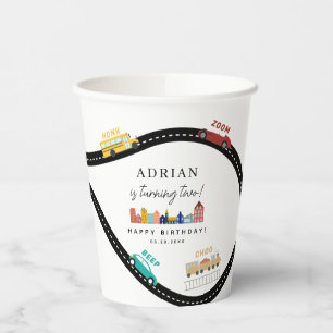 City Transportation Vehicles Truck Second Birthday Paper Cups