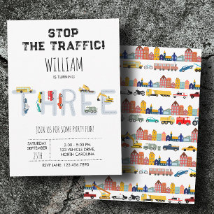 City Transportation Vehicles Truck Third Birthday