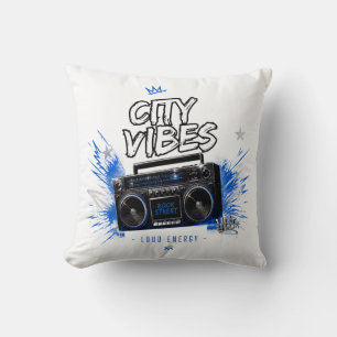 City Vibes Rock the Street – Retro Boombox Cushion
