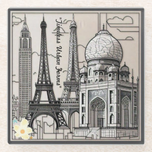 "City Views and Lines" Glass Coaster