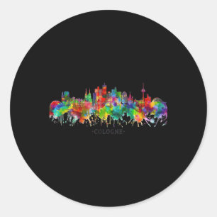 City Watercolor Skyline Home State Cologne Gery Classic Round Sticker