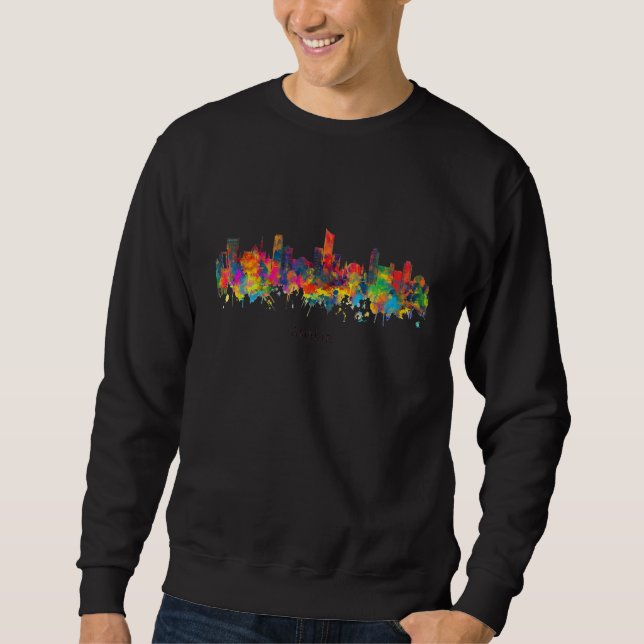City Watercolor Skyline Home State Souvenir Amman  Sweatshirt (Front)