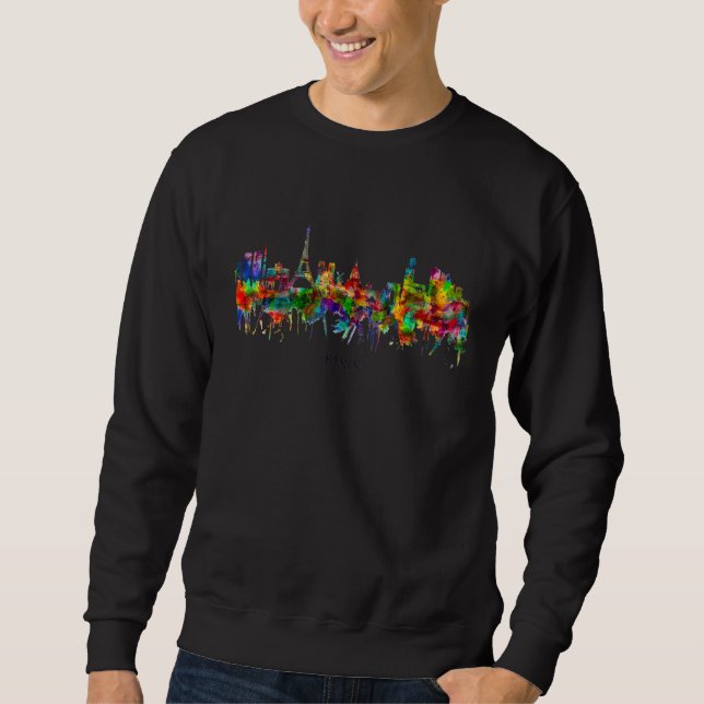City Watercolor Skyline Home State Souvenir paris  Sweatshirt (Front)