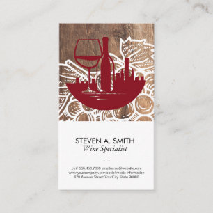 City Wine Glass Bottle Wine Grapes Business Card