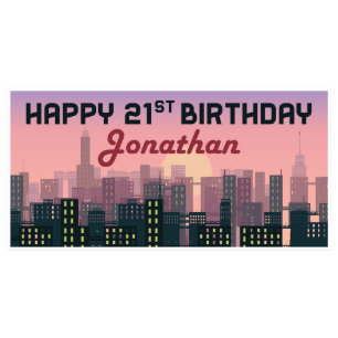 Cityscape 21st Birthday Banner Party Decor