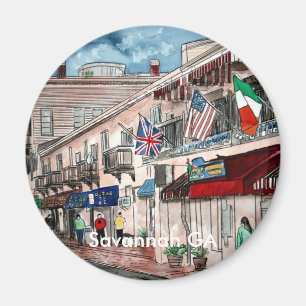 Cityscape architecture historical art, Savannah GA Magnet