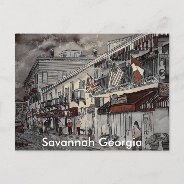 Cityscape architecture historical art, Savannah... Postcard (Front)