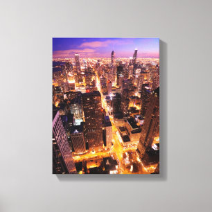 Cityscape at night of Chicago Canvas Print