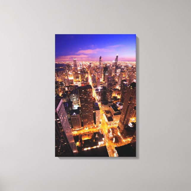 Cityscape at night of Chicago Canvas Print (Front)