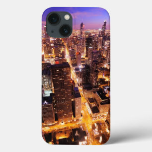 Cityscape at night of Chicago iPhone 13 Case