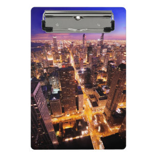 Cityscape at night of Chicago Mini Clipboard