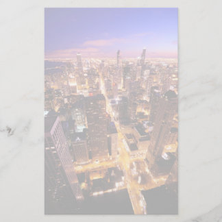 Cityscape at night of Chicago Stationery