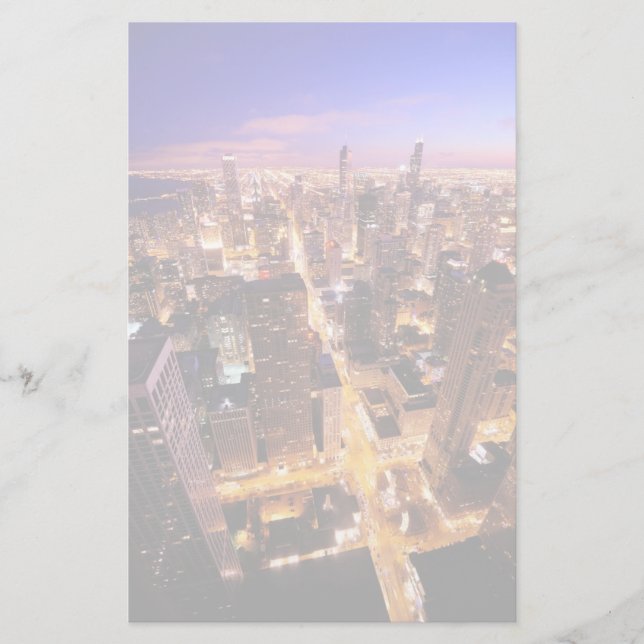 Cityscape at night of Chicago Stationery (Front)