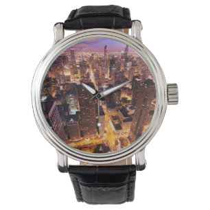 Cityscape at night of Chicago Watch