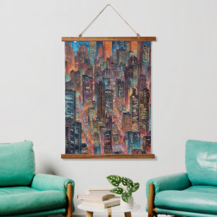 Cityscape At Night Wall Tapestry