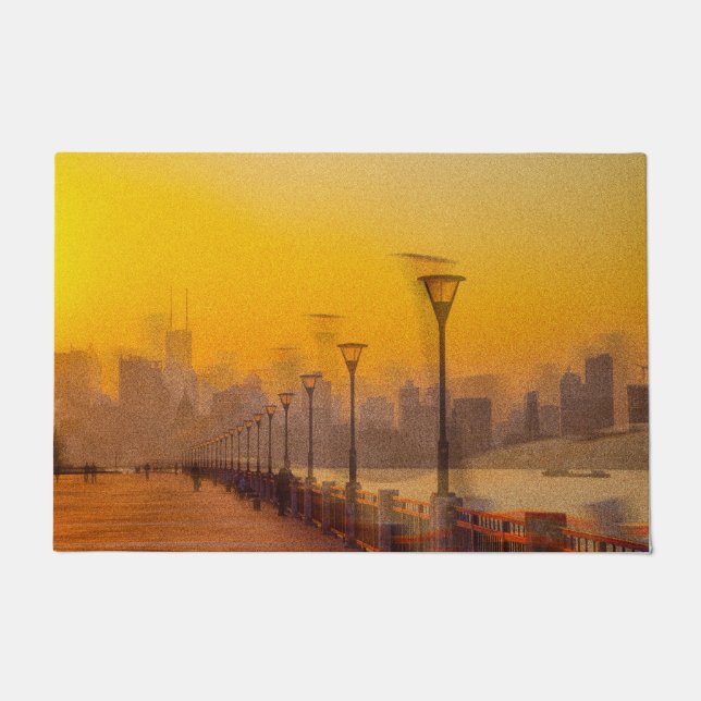 Cityscape at sunset doormat (Front)