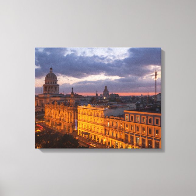 Cityscape at sunset, Havana, Cuba Canvas Print (Front)