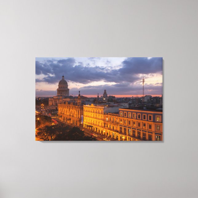 Cityscape at sunset, Havana, Cuba Canvas Print (Front)