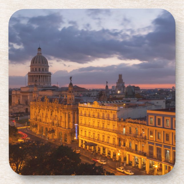Cityscape at sunset, Havana, Cuba Coaster (Front)