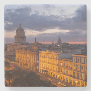 Cityscape at sunset, Havana, Cuba Stone Coaster