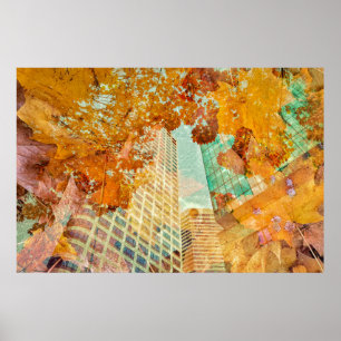Cityscape Autumn Abstract Poster