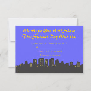 CITYSCAPE Bar Bat Mitzvah Invitation reply card