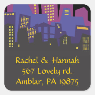CITYSCAPE Bar Bat Mitzvah Invitation Sticker Seal