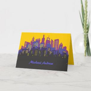 CITYSCAPE Bar Bat Mitzvah Thank You Card