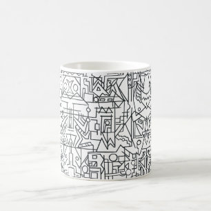 Cityscape-Black And White Modern Geometric Coffee Mug
