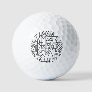 Cityscape-Black And White Modern Geometric Golf Balls