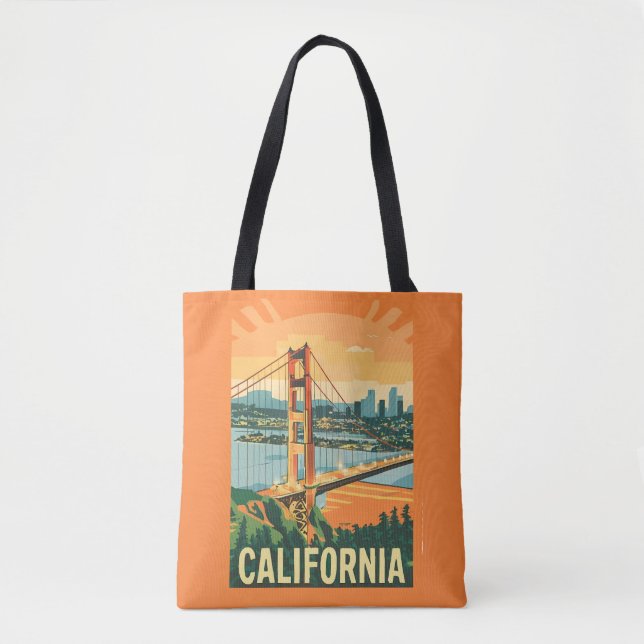 Cityscape California Eye-Catching Vector Design Tote Bag (Front)