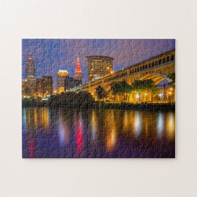 Cityscape Cleveland Tourism City Midwest City Skyl Jigsaw Puzzle (Horizontal)