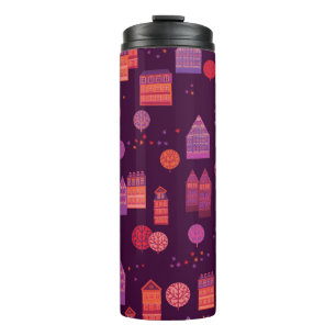Cityscape hand drawn seamless pattern thermal tumbler