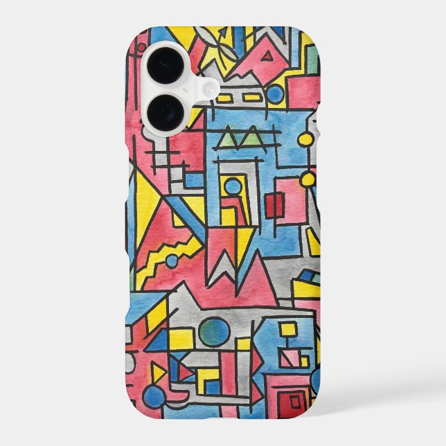 Cityscape-Hand Painted Modern Bauhaus Geometric  (Back)