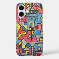 Cityscape-Hand Painted Modern Bauhaus Geometric 