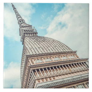 Cityscape of Mole Antonelliana Turin Italy Tile