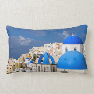 Cityscape of Santorini, Greece Lumbar Cushion