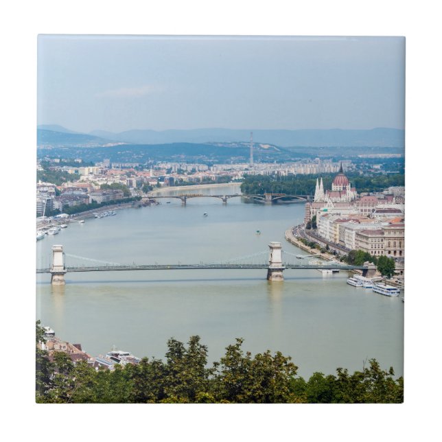 Cityscape of the Danube in Budapest - Hungary Tile (Front)