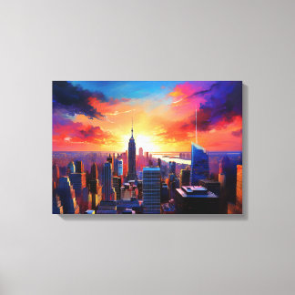 Cityscape Silhouette at Dusk Canvas Print