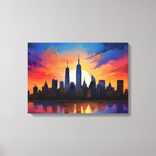 Cityscape Silhouette at Dusk Canvas Print (Front)
