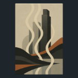 Cityscape Smoke - City Art Deco Poster<br><div class="desc">Undulating shapes evoke heat,  energy or urban steam in this stylized landscape. The muffled atmosphere in shades of brown and sand offers a poetic and contemporary view of the city. A must for those who love expressive minimalism.</div>