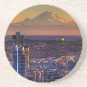 Cityscape view of Seattle downtown, football Coaster